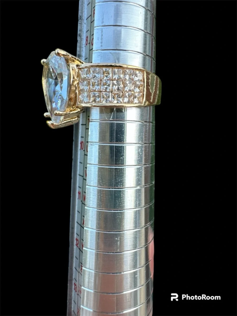 Silver Pear-Cut CZ Statement Ring